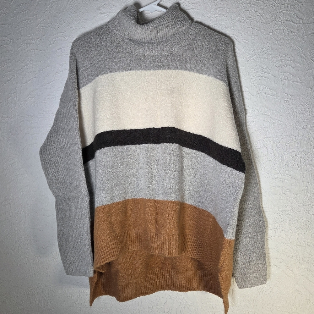 Boutique Thick Striped Turtleneck Sweater